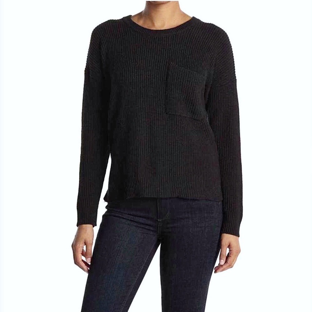 MADEWELL Black Patch Pocket Pullover Long Sleeve Sweater